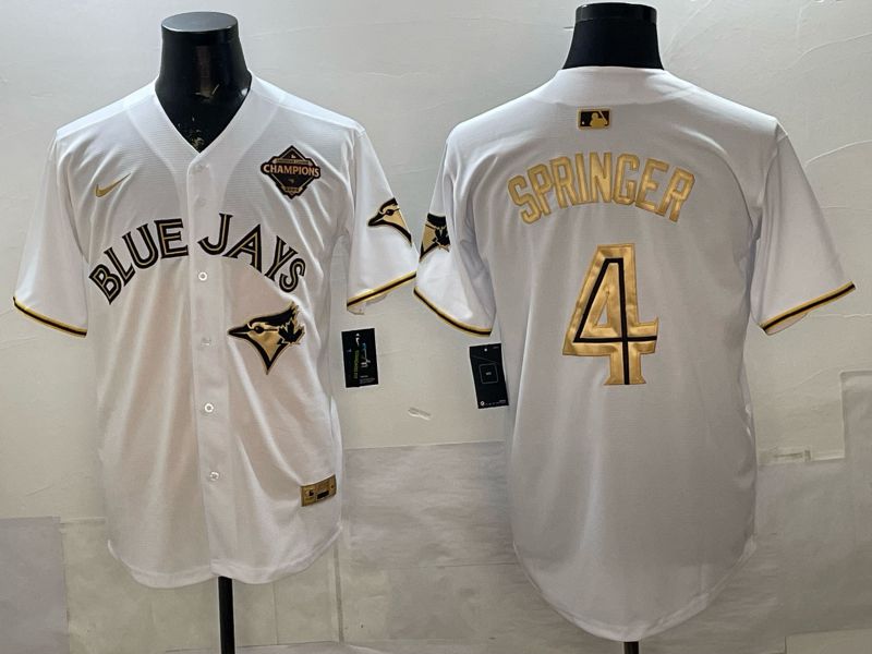 Men Toronto Blue Jays #4 Springer White Gold 5th Throwback 2026 Nike MLB Jersey style 01